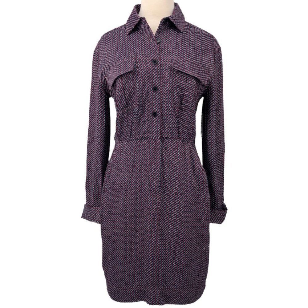 Equipment Purple Patterned Button-Front Shirtdress
